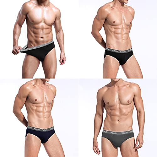 Falari Men's 4-Pack Soft Cotton Lightweight Breathable Briefs Underwear3