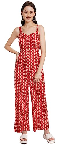 Image of COTLAND Fashions Jaipuri Cotton Abstract Printed Sleeveless Jumpsuit for Women