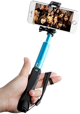 Selfie Stick, Extendable Wireless Self-Portrait Monopod with Built-in Bluetooth Remote Shutter and Adjustable Phone Holder for GoPro Hero Sports Cameras, Digital Cameras, iOS and Android Devices