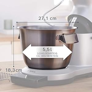 Bosch Bowl Accessory for Optimum Kitchen Machines Metallic