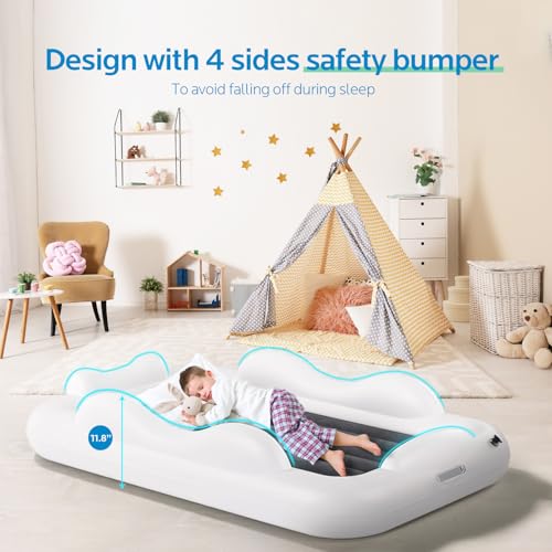 shesangel Camas infláveis de viagem para crianças: Colchão de ar infantil com amortecedor de seguran