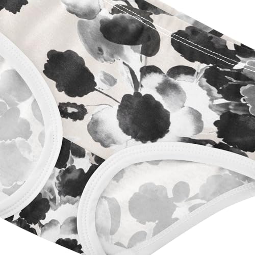 Joisal Cotton Toddlers Underwear Floral Watercolor Floral Black White Little Girl Panties Artistic Kids Undies Briefs 2t4