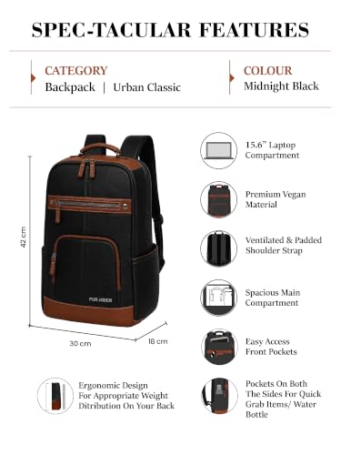 Image of FUR JADEN Laptop Backpack With 15.6 Inch Laptop Compartment | Water Resistant For College School Work for Men & Women