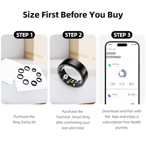 Image of Smart Ring for Women & Men Fitness Sleep Heart Tracker | No Subscription, 5-Day Battery, Heart Rate, Stress, Sleep & Activity Monitoring, IP68 Waterproof, iOS & Android Compatible