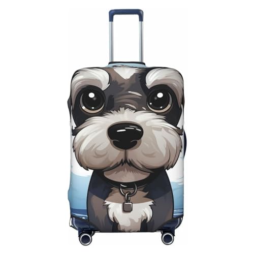 adorable schnauzer Luggage Covers for Suitcase Washable Suitcase Cover Fashion Stretch Suitcase Protector Cover Anti-Scratch Baggage Covers Fit 18-32 Inch Luggage Small