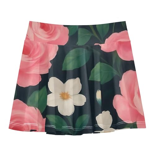 Joisal Athletic Shorts for Girls Skorts Cute Pink White Flowers Toddler Tennis Skirts Fun Cute Flowy Skort 3t2