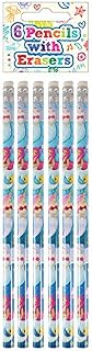 HENBRANDT 24 x Childrens Mermaid Pencils with Erasers Kids Stationery Eraser Tip HB Pencils School Classroom Gift Birthday Xmas Party Favour Loot Bag Filler for Girls and Boys