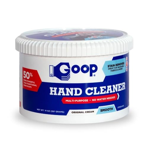 GOOP Multi-Purpose Hand Cleaner- Waterless Hand Degreaser, Laundry Stain Remover - NonToxic and Biodegradable Cleaner Remove Dirt, Oil, Paint, Ink, and Clothes Stains Original, 14oz Pack of 1