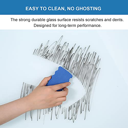 Dexboard Magnetic White Glass Board 48" X 36", Frameless Tempered Glass Dry Erase Board With Marker Tray For Office, Wall Mounted Frosted Glass Whiteboard #TOP3