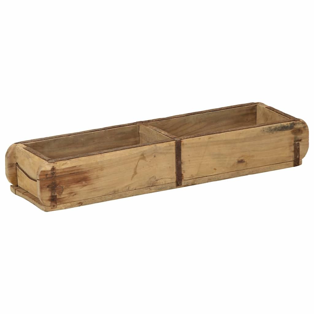 Bandeja de 4 piezas marrón, 57 x 15 x 9 cm, de madera reciclada maciza, bandeja de servicio rectangular con acabado mate para interior y exterior