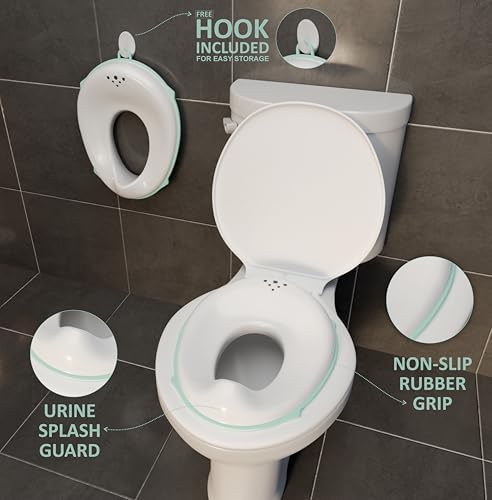 Image of Novo Baby Portable Baby Unisex Potty Training Toilet Seat with Non-Slip Base, Splash Guard, and Storage Hook - Ideal for 0-6 Year Child, Fits Round & Oval Toilets, Toddler Travel-Friendly New born