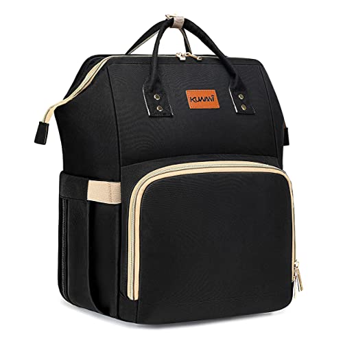 Image of KUWANI Diaper Bag Backpack, Multifunction Travel Baby Changing Bags for Dad/Mom, Large Unisex Waterproof Diaper Backpack with Stroller Straps, Baby Registry Search(Black)