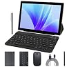 Android Tablet with Keyboard 10 inch 2 in 1 Tablets incldue Case Mouse Stylus, 3GB RAM 64GB ROM 1024GB Expand Quad-Core Tablet PC, 6000mAh Battery, 8MP Camera, 1280x800 FHD, WiFi, Google Certified