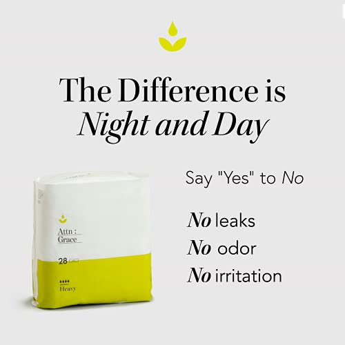 Attn: Grace Heavy Incontinence Pads For Women (28-Pack) - High Absorbency Sensitive Skin Protection For Heavy Bladder Leaks Or Postpartum / Discreet, Breathable, & Plant-Based #TOP1