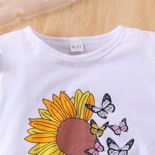 Image of Ayzozuy Kids Toddler Girl Clothes Letter Print Graphic Top + Leopard Print Flare Leg Pants 2PC Summer Clothing Set