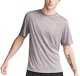 Champion Men’s Athletic T-Shirt – Lightweight, Moisture-Wicking, Anti-Odor, Inclusive Fit (S–4XL), Stone Gray, Large