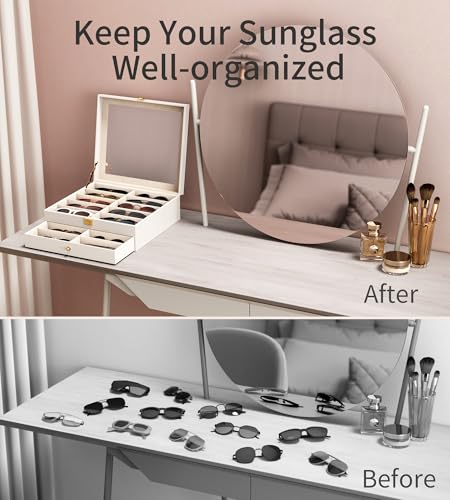 Image of NEWLOOP 20 Slots Sunglass Organizer for Women Men Sunglasses Storage Box for Multiple Pairs of Eyeglass Holder Display Case