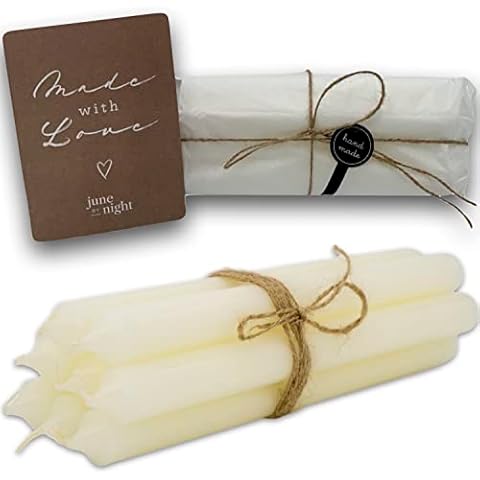 juneBYnight Stabkerzen Set 8 Stück - Länge 25 cm, ø 2,2 cm, Elfenbein/Cremeweiß - 96 Stunden lange Brenndauer, rußfreies Abbrennen, tropffrei Cover
