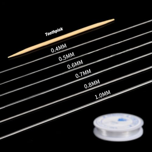 Image of Amaney 0.5mm and 0.8mm Elastic String, Stretchy Bracelet String Crystal String Bead Cord for Bracelet, Beading and Jewelry Making White