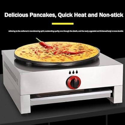 MoRfiL Kommerzieller Crêpes-Maker, 40 cm Antihaftbeschichteter Gas-Pfannkuchen-Maker (Lpg), Edelstahl-Pfannkuchen-Maker, rutschfeste Füße, Gleichmäßige Erwärmung (51 X 51 X 27 cm) – Bild 5