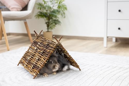 Kerbl Pet Tipi-Zelt Nature, 37x27 cm, Kaninchenzelt, Nagerzelt Holz, Kaninchen, Nagetiere