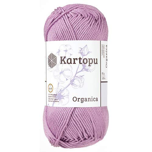 Kartopu Organica 50gr Knaul- Baumwollgarn, – Häkelgarn Aus Feinster ägyptische Baumwolle (Grundpreis 4,90 Für 100gr) (1717 Lavendelblau