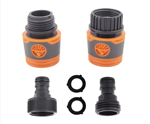 Shark Unlimited | Garden Hose Quick Connect Fittings, 3/4 inch Quick Release Hose Connector Set Male and Female, Adapters with 2 Pieces Rubber Gaskets