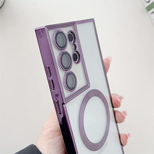 Coque Note 20 magnétique transparente violette Samsung Galaxy compatible induction - 4