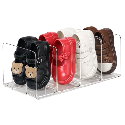 Organizador de Sapatos Infantil em Acrílico Transparente, 4 Divisórias, 26x12x8 cm, para Bebê e Criança