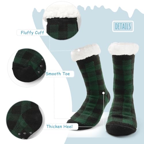 Women's Fuzzy Thick Winter Warm Socks - Fleece Lined Thermal Fluffy With Grips for Home - 3 Pack4