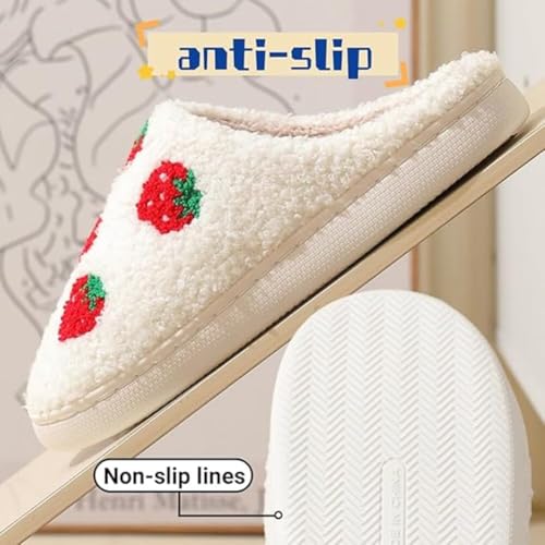Strawberry Slippers, Warm Cozy Fruit Slippers, Winter Fuzzy Fluffy Warm Hose Shoes3