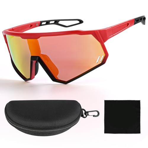occhiali veloci donna, Occhiali Running Uomo UV400, Lenti a Specchio, Ciclismo da Sole Corsa Leggeri, Occhiali Antivento per MTB e Bici da Strada per Sport aria Aperta Montatura Bianca Lenti Verdi (D)