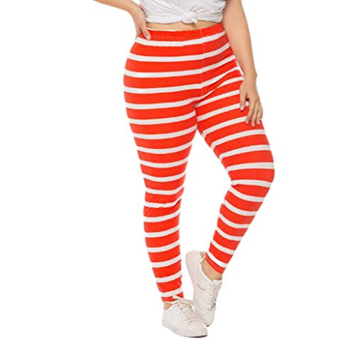 MRULIC Yoga Pants Women's Yoga Trousers Autumn and Winter Running Capris Fashion Stripe Printing Sports Trousers Comfortable Slim Fit Women's Running Pant(Orange,XL)
