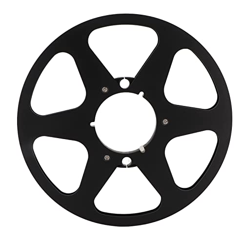 Diydeg Take up Reel, Empty Aluminum Takeup Reel with 6 Holes & 10 inch Diameter, Universal High Strength Open Reel Replacement for 1/4 Reel to Reel Tapes & Reel to Reel Tape Player (Black)