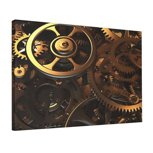 Art mural engrenages steampunk sur toile de coton supérieure sans cadre