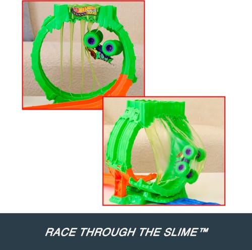 Hot Wheels Monster Trucks Mutant Chaos, Chaos Loop Challenge Playset | Track Set with 1:64 Scale Wreckin’ Wolf Truck & 4-Ounce Container of Reusable Slime, 2 Ways to Play - image 5
