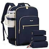 LOVEVOOK 40L Large Travel Backpack for Women Men, 17 Inch Carry on Backpack for Traveling on Airplane, Personal Item Travel Bag Airline Approved, Business Causal Weekender Backpack, Blue-Black