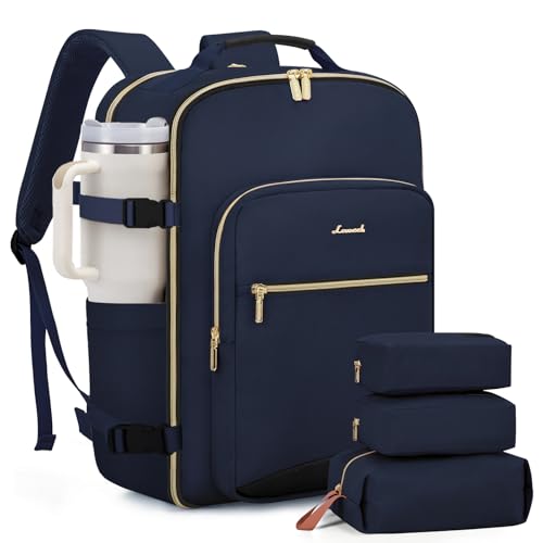 LOVEVOOK 40L Large Travel Backpack for Women Men, 17 Inch Carry on Backpack for Traveling on Airplane, Personal Item Travel Bag Airline Approved, Business Causal Weekender Backpack, Blue-Black by LOVEVOOK - Used condition - US$41.64