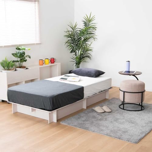 THE BEDROOM FITTERS ウメール 組み立て簡単 ベッドフレーム シングル 収納付き 大容量 工具不要 ネジ不要 木製 [週末ビフォーアフター] 古堅純子が 提案する収納ベッド 機能的なインテリア Lowタイプ ホワイト