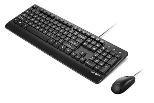 Image of Lenovo 110 Keyboard & Mouse Wired Combo| Waterproof Exoskeleton | Splash Proof Keys| 1600 DPI Full Size Mouse | Non-Slip Scroll Wheel| One-touch Co-pilot key| Adjustable Keyboard Stand | 3 Yr Warranty