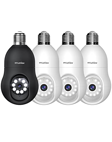 Laview 4Mp Bulb Security Camera 4Pcs 2.4Ghz,360° 2K Security Cameras Wireless Outdoor Indoor Full Color Day And Night, Motion Detection, Audible Alarm, Easy Installation, Compatible With Alexa #TOP22