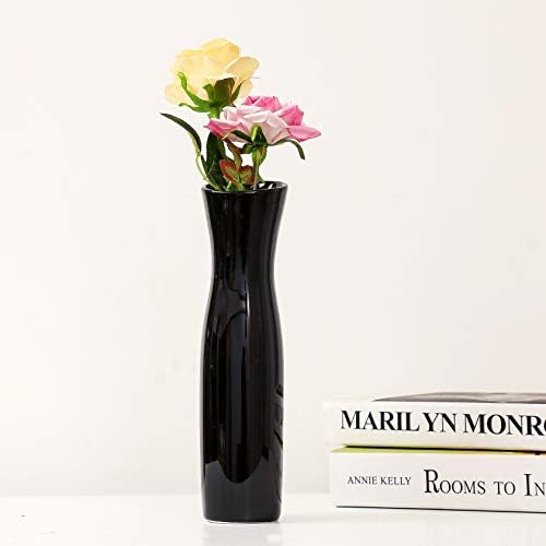 Small Modern Black Porcelain Vase,Stylish cheongsam Ceramic Flower Vase, Simple Vase Ideal Decoration For Household,Office,Wedding,Party