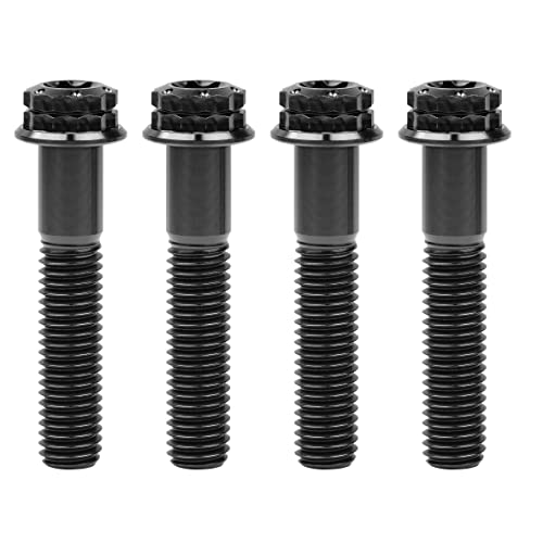 Image of Titanium Flange 12 Point Head M8 x15 20 25 30 35 40 45 50 55 60 65mm Screw Bolt Pack of 4 (M8x40mm, Black)