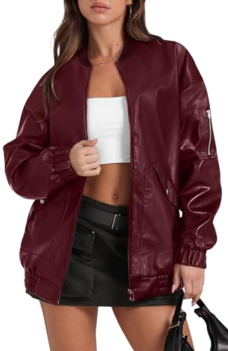 Image of Sampeel Leather Jacket Women Faux Oversized Motorcycle Bomber Coats 2026 Fall Fashion Outfits Winter Clothes