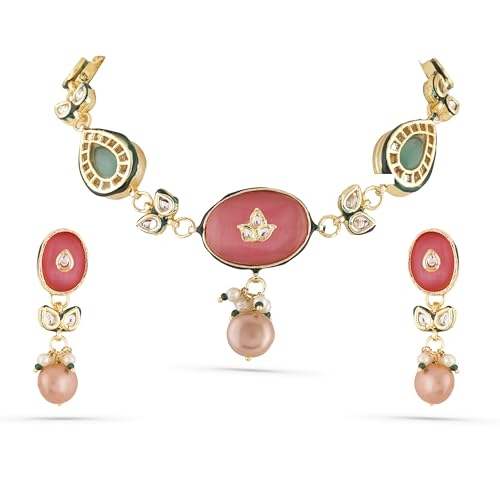Image of Rubans Kundan Necklace Set Traditional Jewellery Gift for Women & Girls