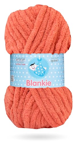 Image of M.G ENTERPRISE Knitting Yarn Thick Chunky Wool, Blankie Peach 200 GMS Best Used with Knitting Needles-ZR Art-BDIJ