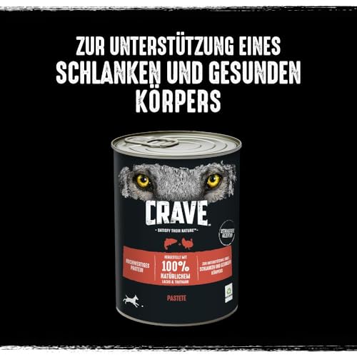 Crave Adult Hundenassfutter Pastete mit Lachs & Truthahn, 6 Dosen, 6x400g – Premium Hundefutter nass mit hohem Proteingehalt und ohne Getreide, hergestellt mit 100 Prozent natürlichem Lachs & Truthahn