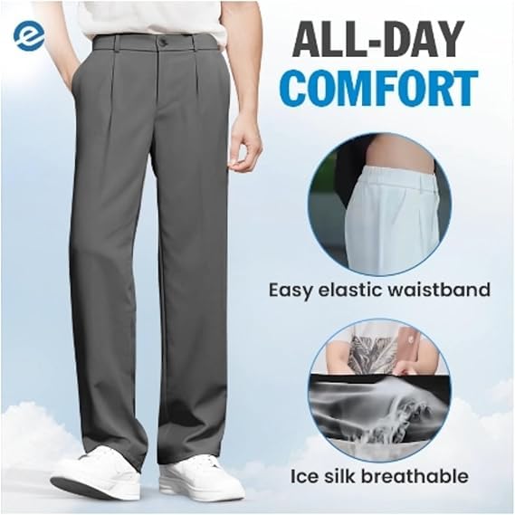 Dualego Super Stretch Ice Silk Comfort Everyday Pants, Ice Silk Comfort Everyday Pants, Casual Light with Pockets2