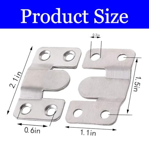 Image of 8Pcs Flush Mount Bracket,Stainless Steel Interlock Hanging Buckle,Z-Clips Flush Mount Bracket Stainless,Interlocking Heavy Duty Photo Frame Hook,Large-4 Pairs
