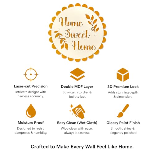 Image of Sehaz Artworks Home Sweet Home Wall Decor Items for Living Room 28x28 CM